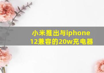 小米推出与iphone 12兼容的20w充电器